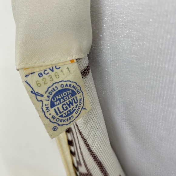 Vintage 60s 70s Brown White Geometric Print Mod Go Go Dress With Pockets - Picture 5 of 7